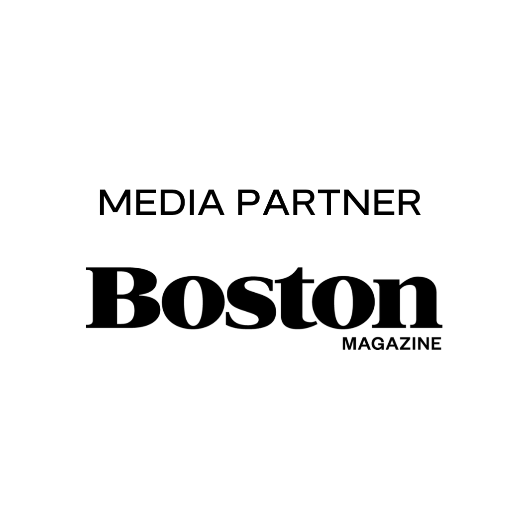 Brand text: “MEDIA PARTNER” above a bold “Boston” magazine logo with a small “MAGAZINE” tag, on a white background.
